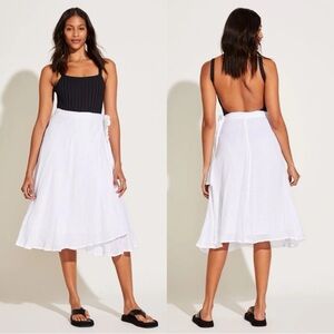 Vitamin A Lana White Linen Coverup Wrap Skirt